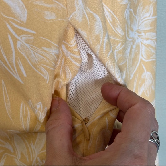 Hang Ten Sunray LS Sun Tee Floral Swim Shirt Rash Guard-Yellow/White-Women Small - Picture 4 of 7